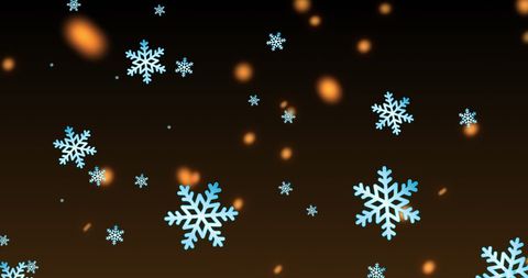 Floating Snowflakes with Twinkling Lights on Dark Background
