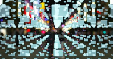 Futuristic technology connectivity in urban night scene