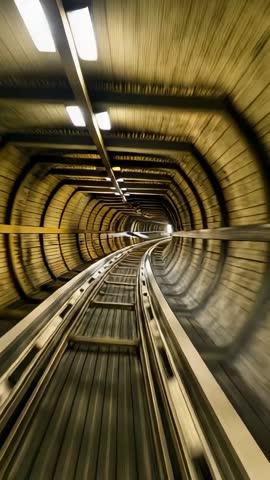 Riding Through Curved Timber Tunnel on Twin Rails | Vertical POV Motion and Depth