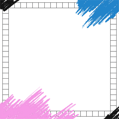 Flat abstract frame transparent background with brush strokes