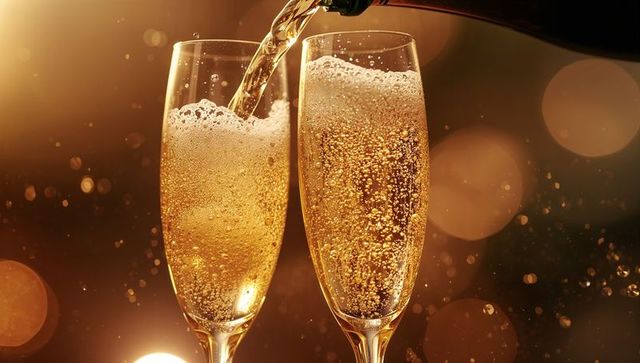 Champagne Flow in Flutes Celebrating Festive Luxury