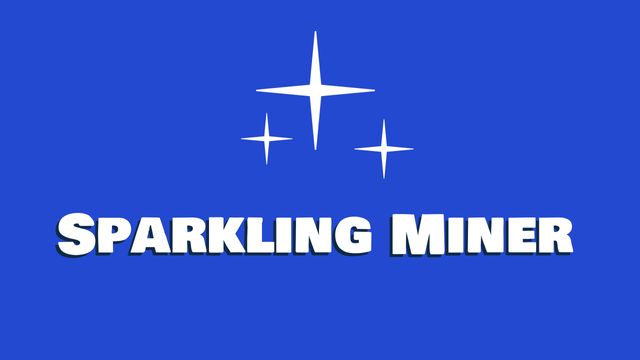 This image features a blue background with a starry design and the text 'Sparkling Miner'. It is ideal for cosmic or space-themed branding, futuristic promotions, or company logos. Its minimalist and modern style makes it suitable for use in business presentations, advertisements, and as a backdrop for various marketing materials.