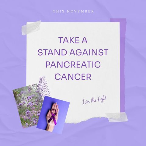 purple ribbon awareness for pancreatic cancer this november - Download Free Stock Templates Pikwizard.com