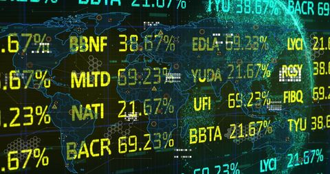 Digital Display of Global Stock Market Data on World Map - Download Free Stock Images Pikwizard.com