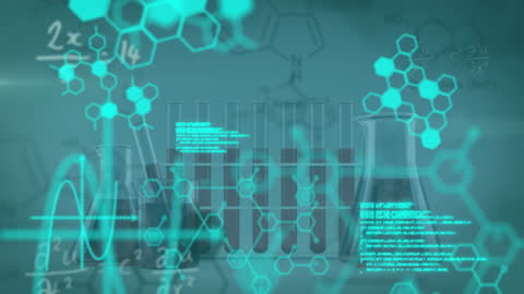 Digital Interface with Chemical Formulas Over Laboratory Equipment