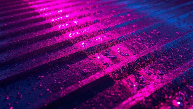 Futuristic Wet Corrugated Metal with Magenta and Blue Lighting
