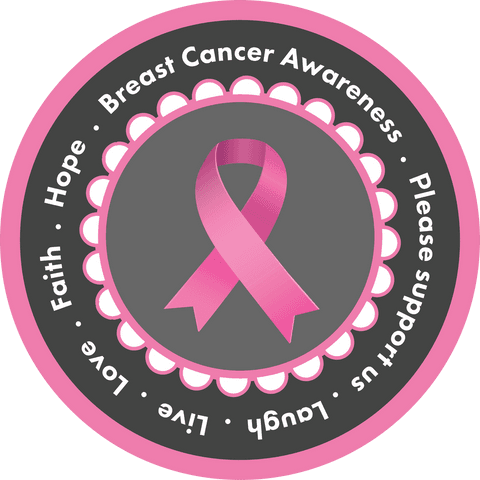Transparent Breast Cancer Awareness Emblem with Pink Ribbon