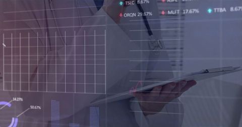 Doctor Analyzes Patient Data with Holographic Medical Charts