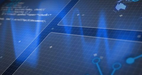 Futuristic Digital Interface with Code and World Map