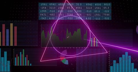 Glowing Geometric Shapes with Financial Data Visualization - Download Free Stock Images Pikwizard.com