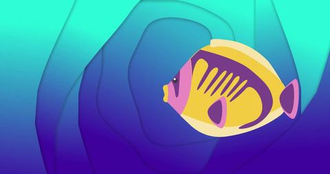 Vibrant tropical fish on abstract underwater background