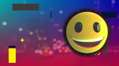 Vibrant Emoji Icon on Abstract City Background