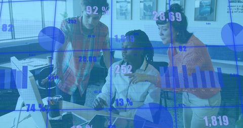 Team Analyzing Financial Reports with Overlaying Digital Data - Download Free Stock Images Pikwizard.com