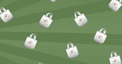 Reusable Bags on Green Spiral Background Highlighting Eco-friendly Message - Download Free Stock Images Pikwizard.com