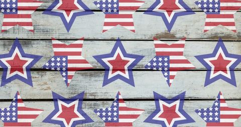 Patriotic American Stars on Rustic Wooden Background
