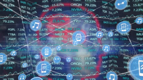 Digital Network Interface and Data Processing Animation