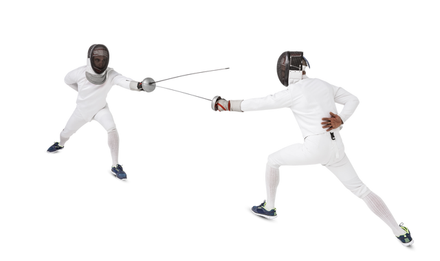 Two Male Fencers dueling on transparent background Isolated - Download Free Stock Videos Pikwizard.com