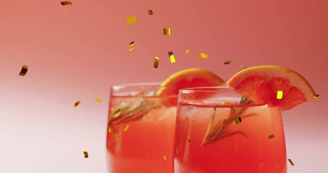 Festive Cocktails with Confetti and Pink Background - Download Free Stock Images Pikwizard.com