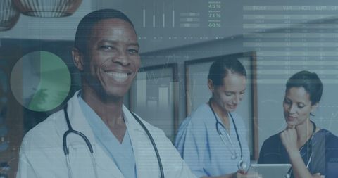 Confident Medical Team Engaged in Modern Digital Healthcare Technology