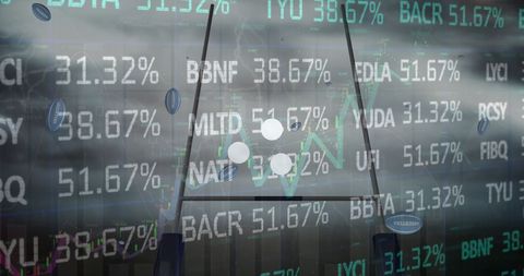 Rugby Balls Within Stock Market Glitch Background Conceptual