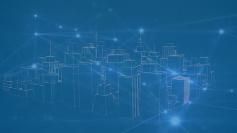 Digital City with Network Connections in Futuristic Style