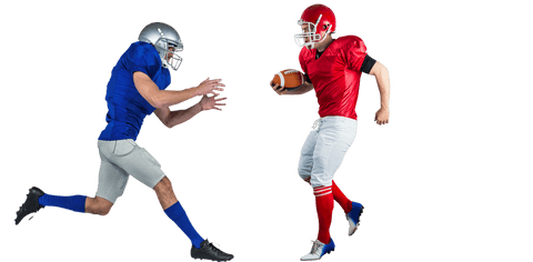 American football players competing transparent background