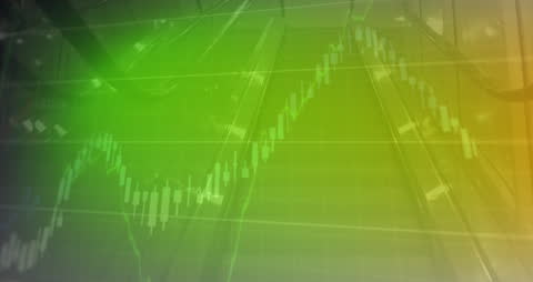 Digital Stock Market Graphs on Green Abstract Background