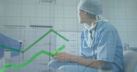 Sad Female Doctor Analyzing Medical Data for Insights