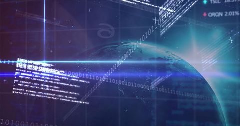 Digital Globe Surrounded by Binary Code Data Streams - Download Free Stock Images Pikwizard.com