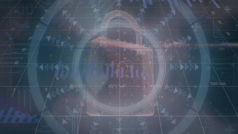 Cybersecurity and Data Processing Concept with Digital Padlock