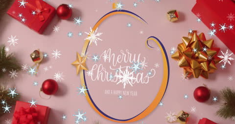 Festive Christmas Greeting Animated with Decorations and Stars
