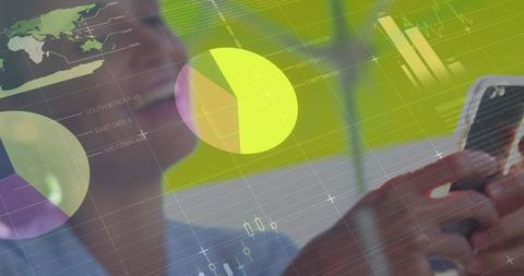 Woman Engaged in Smartphone with Dynamic Data Visualization Overlay - Download Free Stock Images Pikwizard.com