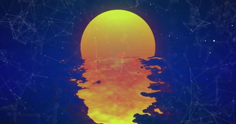 Cryptocurrency Network Overlay on Digital Sunset Scene - Download Free Stock Images Pikwizard.com