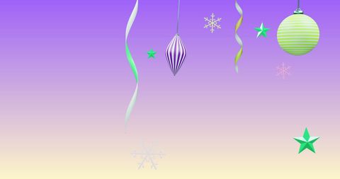 Christmas Ornaments on Purple Gradient Background