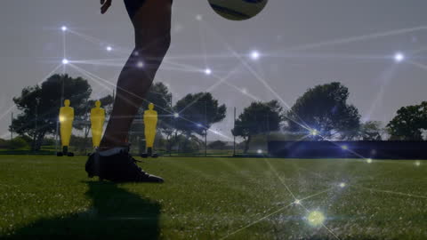 Digital Football Network Concept with Players Connecting