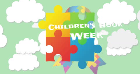 Children's Book Week Background with Puzzle Pieces