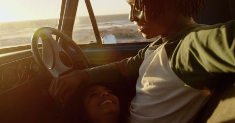 Couple Relaxing in Car during Sunset by Beach - Download Free Stock Images Pikwizard.com