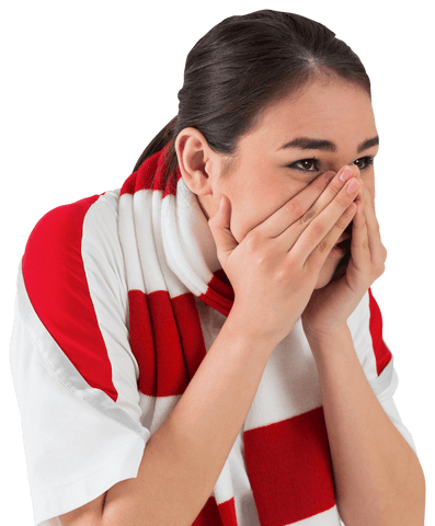 nervous football fan in red and white scarf watching game transparent background - Download Free Stock Videos Pikwizard.com