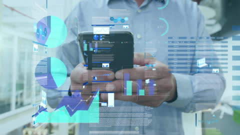 Businessman Analyzing Data Visualization on Smartphone