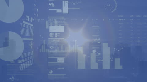 Abstract Cityscape With Financial Graphs and data