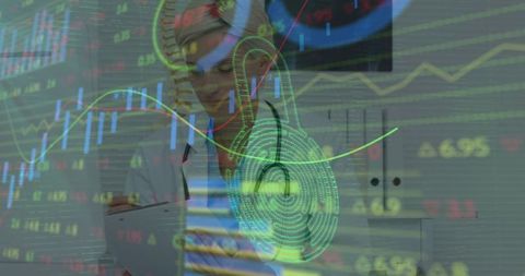 caucasian female doctor analyzing financial digital data overlay - Download Free Stock Images Pikwizard.com