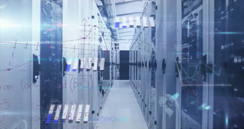 Infographic Data Overlay Server Room Network Technology