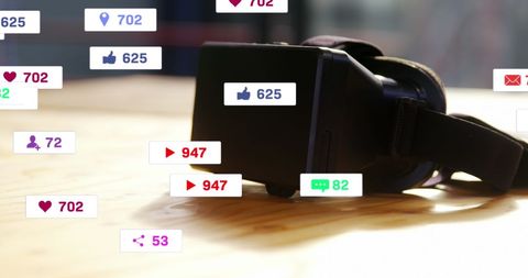 Social Media Icons Overlaying Virtual Reality Headset
