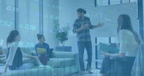 Team Discussing Financial Data with Diverse Professionals