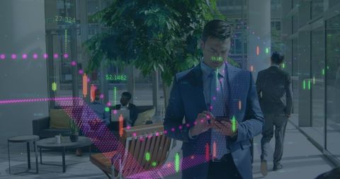 Businessman Analyzing Stock Data in Modern Office Environment