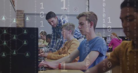 students learning coding with teacher in classroom - Download Free Stock Images Pikwizard.com