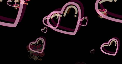 Animated Pink Hearts Floating on Black Background - Download Free Stock Images Pikwizard.com