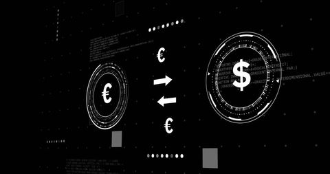 Digital Currency Exchange Visualization with Euro and Dollar Symbols - Download Free Stock Images Pikwizard.com