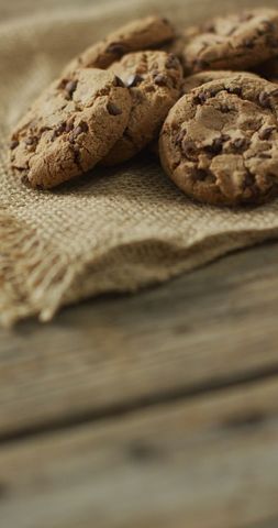 Chocolate Chip Cookies on Rustic Wooden Table and Burlap - Download Free Stock Images Pikwizard.com