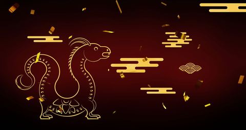 Chinese New Year Dragon With Traditional Patterns on Red Background - Download Free Stock Images Pikwizard.com